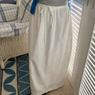 Sona Lace Long Skirt A-line H-line Petit Elastic Waist Maxi Skirt Spring Skirt