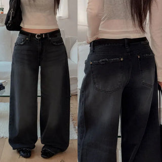 Spanning Damaged Denim Wide Pants