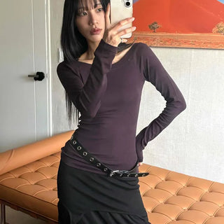 Glam Crop Body Fit Long Sleeve T-shirt