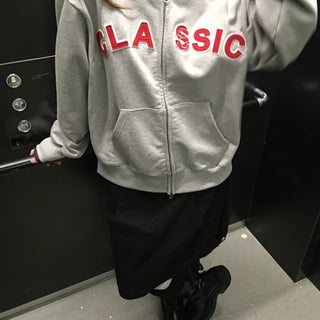 *Domestic/High Quality* Lettering Oversized Zip-Up Hoodie
