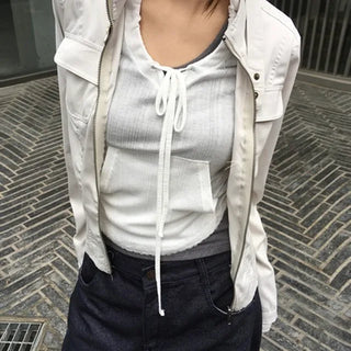 Lace Ribbed Hoodie