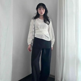 Soft Mood Side Snap High-Waisted Semi-Wide Long Pants