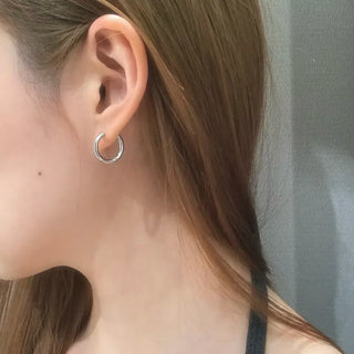 basic earrings one-touch hoop earrings