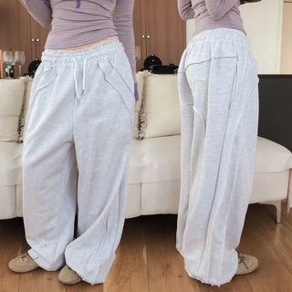 Polys raw material elastic band wide pants