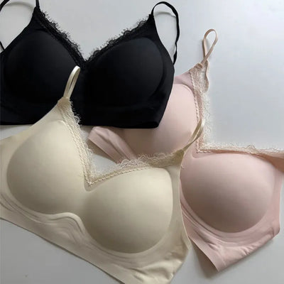 Thin-strap lace seamless bra