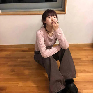 Peach Stripe Slim Long Sleeve
