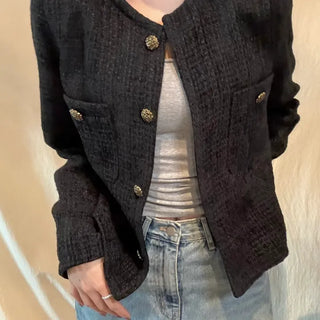 Minimal Two-Pocket Tweed Jacket