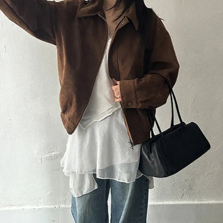 Ner Cutout Oversized Suede Blouson Jacket