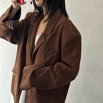 Rielle Suede Blazer Loose Fit Jacket