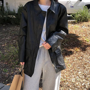 Off-U Leather Half Field Jacket