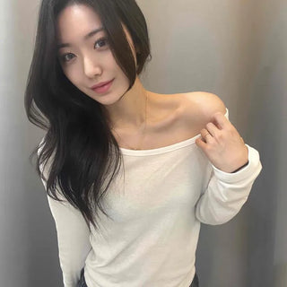 Minimal Sexy Boat Neck One-Shoulder Slim Fit Long Sleeve T-shirt