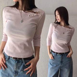 Melfuu 3/4 sleeve snap shirt