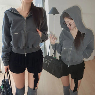 Fret Wash Two-Way Zip-Up Hoodie