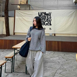 Campus Daily Loose Fit Elastic Waist Semi-Wide Pants