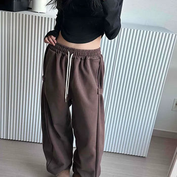 String Elastic Loose Fit Cotton Jogger Pants