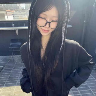 Cool Monotone Oversized Drop-Shoulder Zip-Up Hoodie
