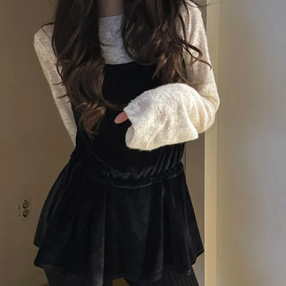 made. Velour Bag Ribbon Sleeveless Dress black ver.
