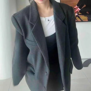 Chic Loose Fit Single Lapel Coat Jacket