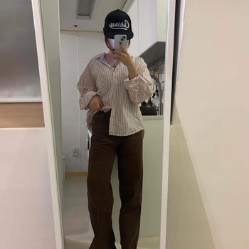 Vintage Cozy Fit Semi-Wide Slacks Long Pants