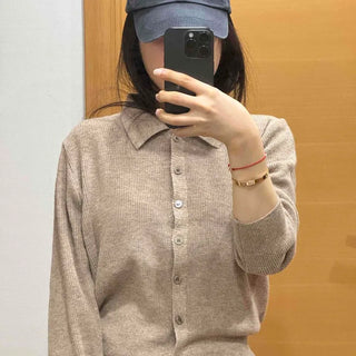 Soft Peach Collar Knit Cardigan