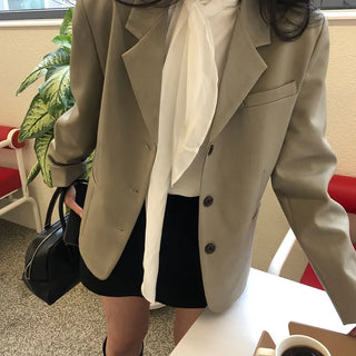 Siren Women's Spring Loose Fit Collared Basic Jacket