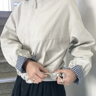 Fuko Hooded Check Lined Jacket