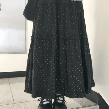 Vintage polka dot frill long skirt