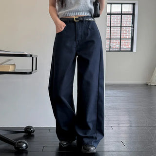 Waistband Side Cut Semi-wide Pants