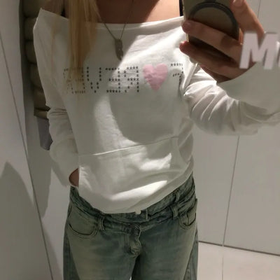 Heart Ever Off Shoulder Sweatshirt