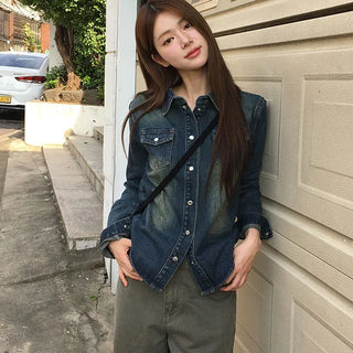 Cozy Slim Washed Denim Shirt