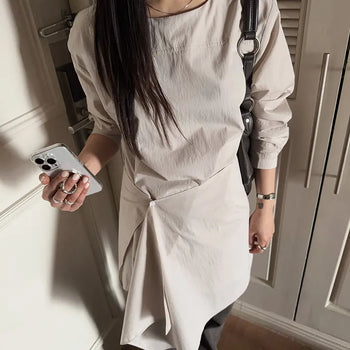 Daniel Wrap Set Asymmetrical Boat Neck Transitional Asymmetrical Layered Mini Dress Date Look
