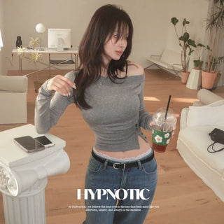[MADE: In-house Production] One-shoulder Slit T-shirt [Tencel 70%, Wool 30%]
