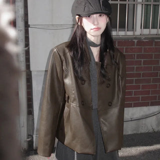 Sevil Leather Button Jacket