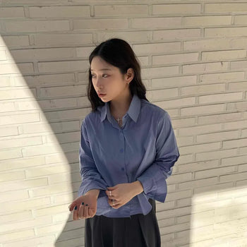 Soft Balloon Crop Cotton Shirt