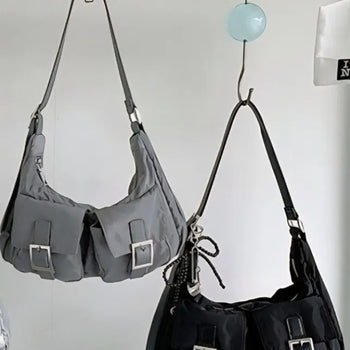Round two-pocket shoulder bag