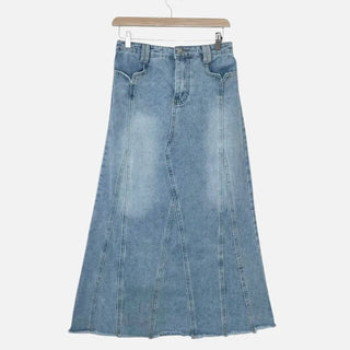 Cheek denim long skirt