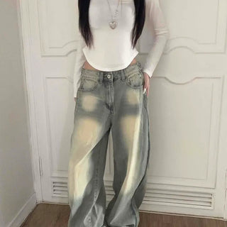 Vintage Washed Super Wide Loose Fit Jeans