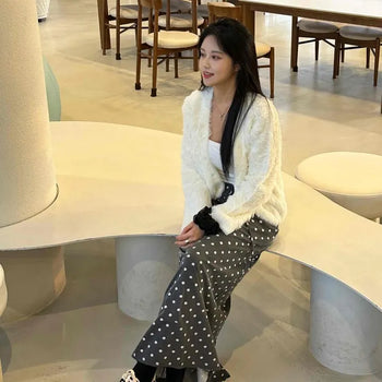 Luxury Pearl Button Bubble Knitting Short Cardigan
