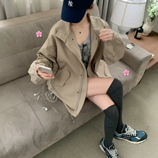 [New Spring Arrival..] Boxy Fit High-Neck Field Jacket with Mill Strings