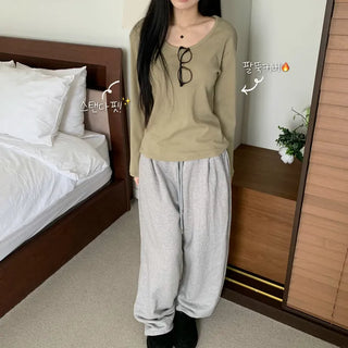 [Standard VER] Basic Round Spring Plain Cotton Long Sleeve Inner Tee