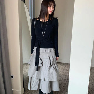 Ruffle Tiered Long Skirt 3 Colors