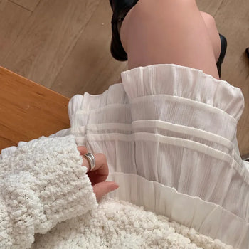 Monel Suede Frill Tiered Elastic Mini Skirt