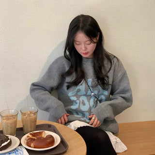 200 Lettering Round Neck Oversized Knit