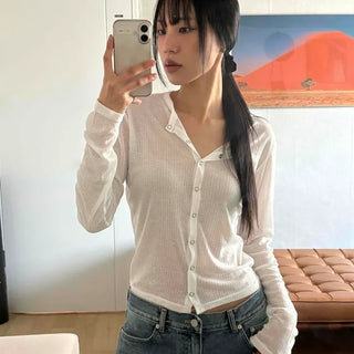 V-neck Ribbed Slim Fit Cropped Cardigan