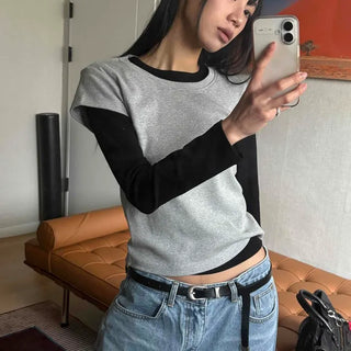 Cropped Basic Round Neck Short Sleeve Tee