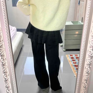 Cozy Flare Skirt Layered Semi-Wide Pants