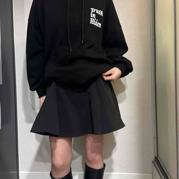 Minimal Lettering Loose Fit Hoodie