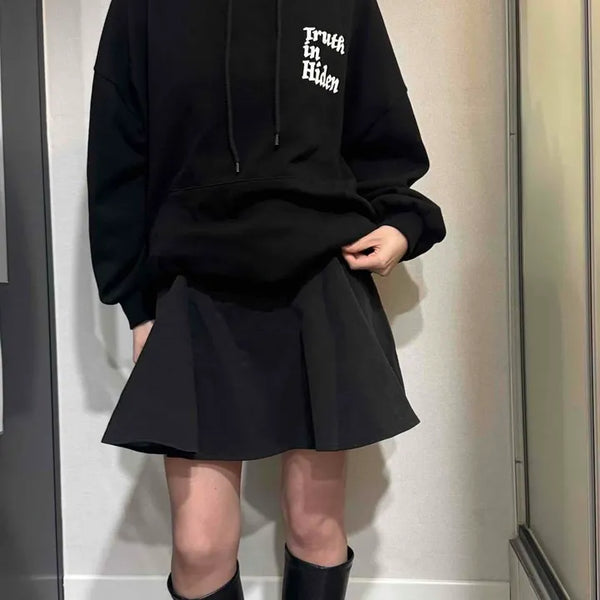 Minimal Lettering Loose Fit Hoodie