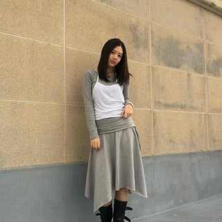 Urban String Banding Irregular Hem Skirt