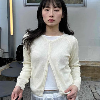 Round Neck Light Knit Cardigan